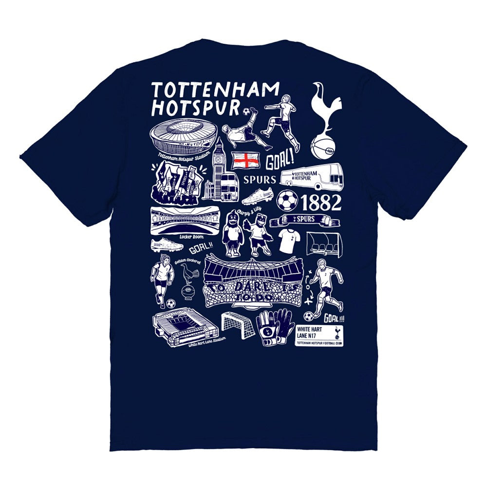 Tottenham Hotspur Vive La Fete Women's Impressions Artwork T-Shirt -  Navy