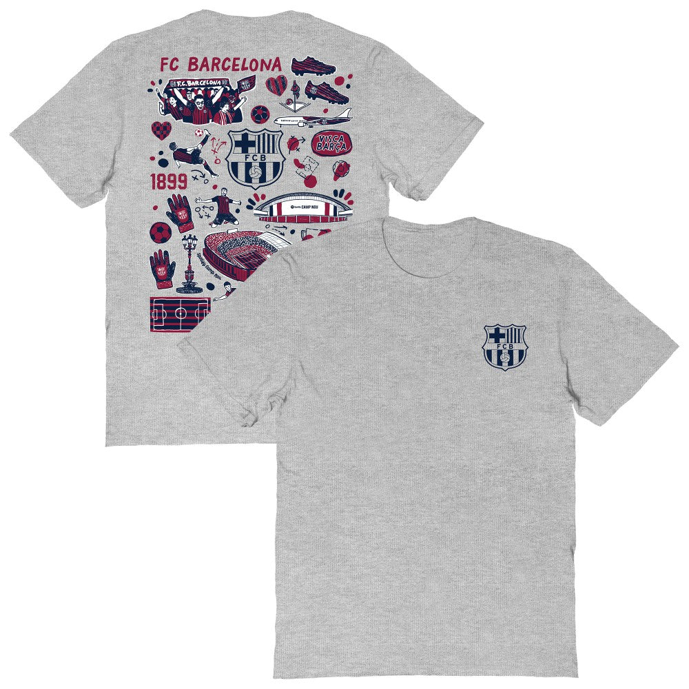 Barcelona Vive La Fete Women's Impressions Artwork T-Shirt -  Heather Gray