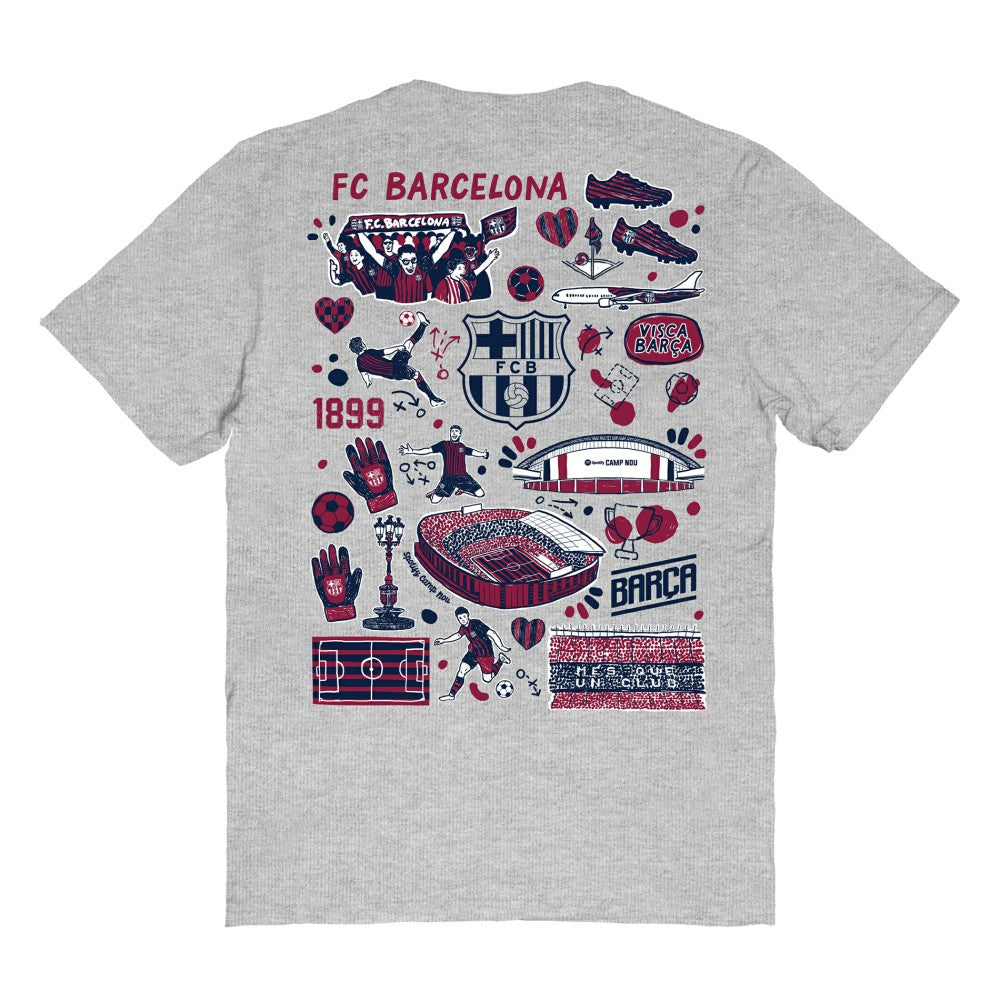 Barcelona Vive La Fete Women's Impressions Artwork T-Shirt -  Heather Gray