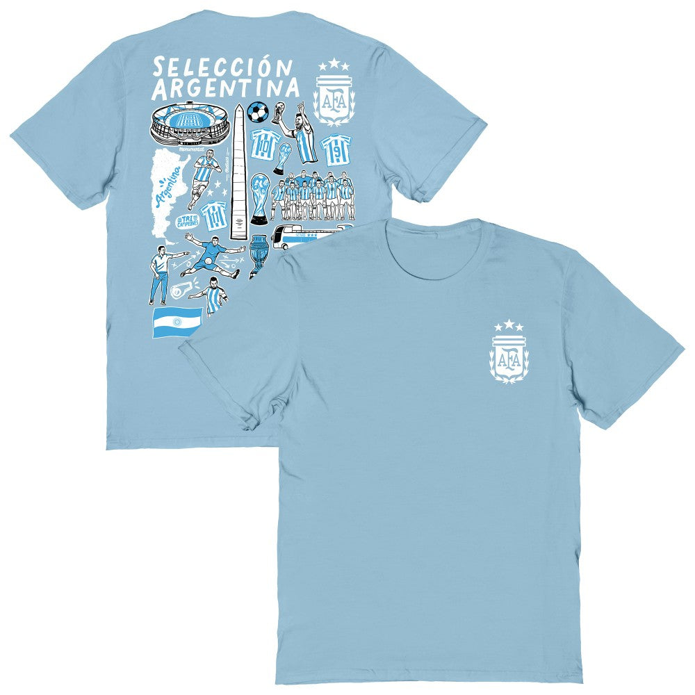 Argentina National Team Vive La Fete Women's Impressions Artwork T-Shirt -  Light Blue