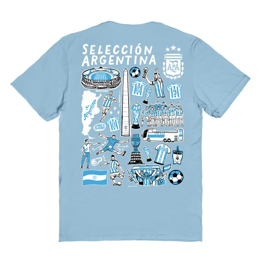 Argentina National Team Vive La Fete Women's Impressions Artwork T-Shirt -  Light Blue