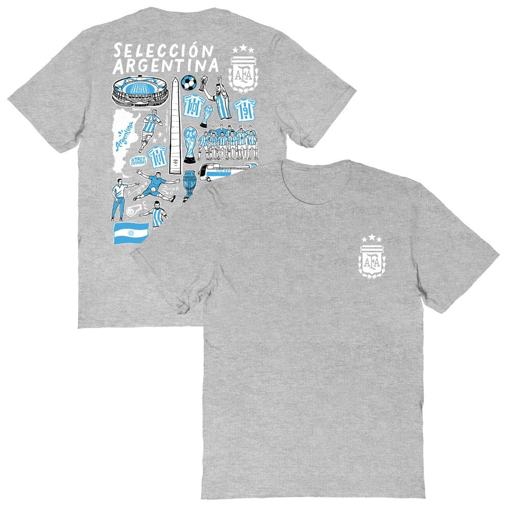 Argentina National Team Vive La Fete Women's Impressions Artwork T-Shirt -  Heather Gray