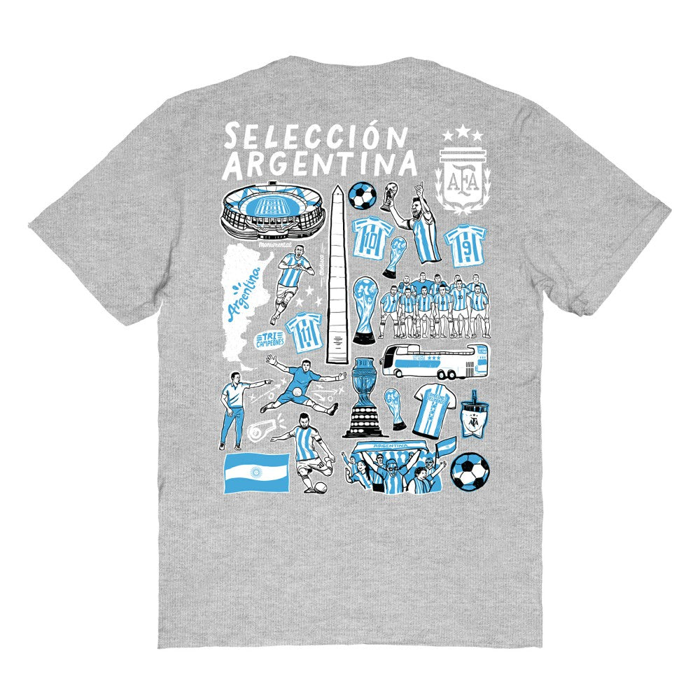 Argentina National Team Vive La Fete Women's Impressions Artwork T-Shirt -  Heather Gray