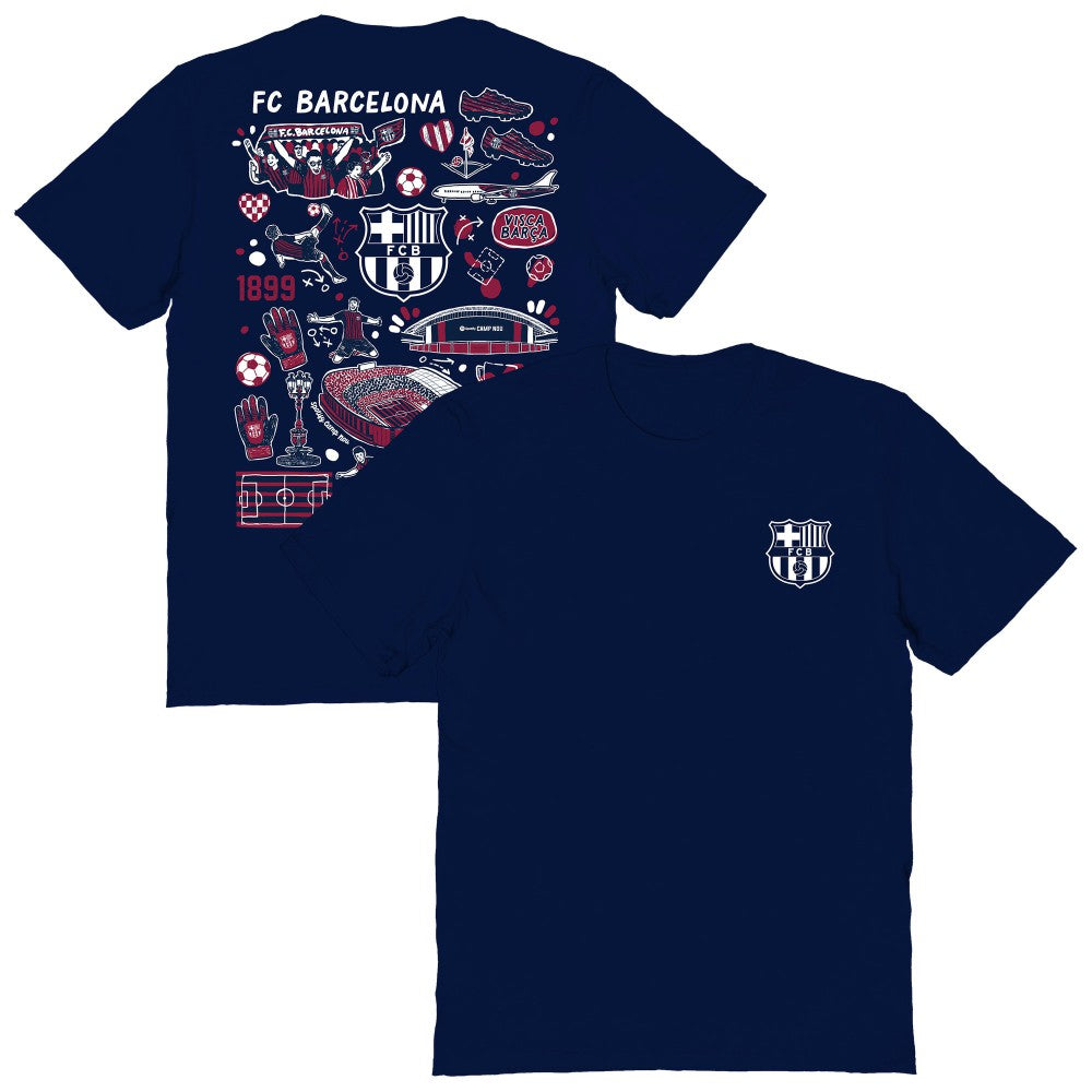 Barcelona Vive La Fete Women's Impressions Artwork T-Shirt -  Navy
