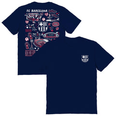 Barcelona Vive La Fete Women's Impressions Artwork T-Shirt -  Navy