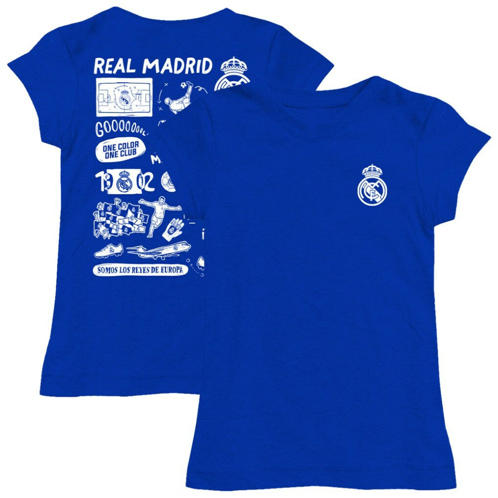 Real Madrid Vive La Fete Girls Youth Color Badge Fitted T-Shirt -  Royal