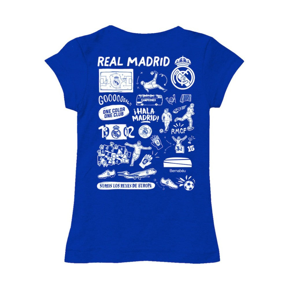 Real Madrid Vive La Fete Girls Youth Color Badge Fitted T-Shirt -  Royal