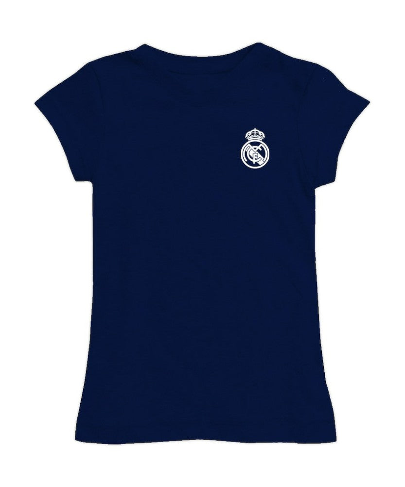 Real Madrid Vive La Fete Girls Youth Color Badge Fitted T-Shirt -  Navy