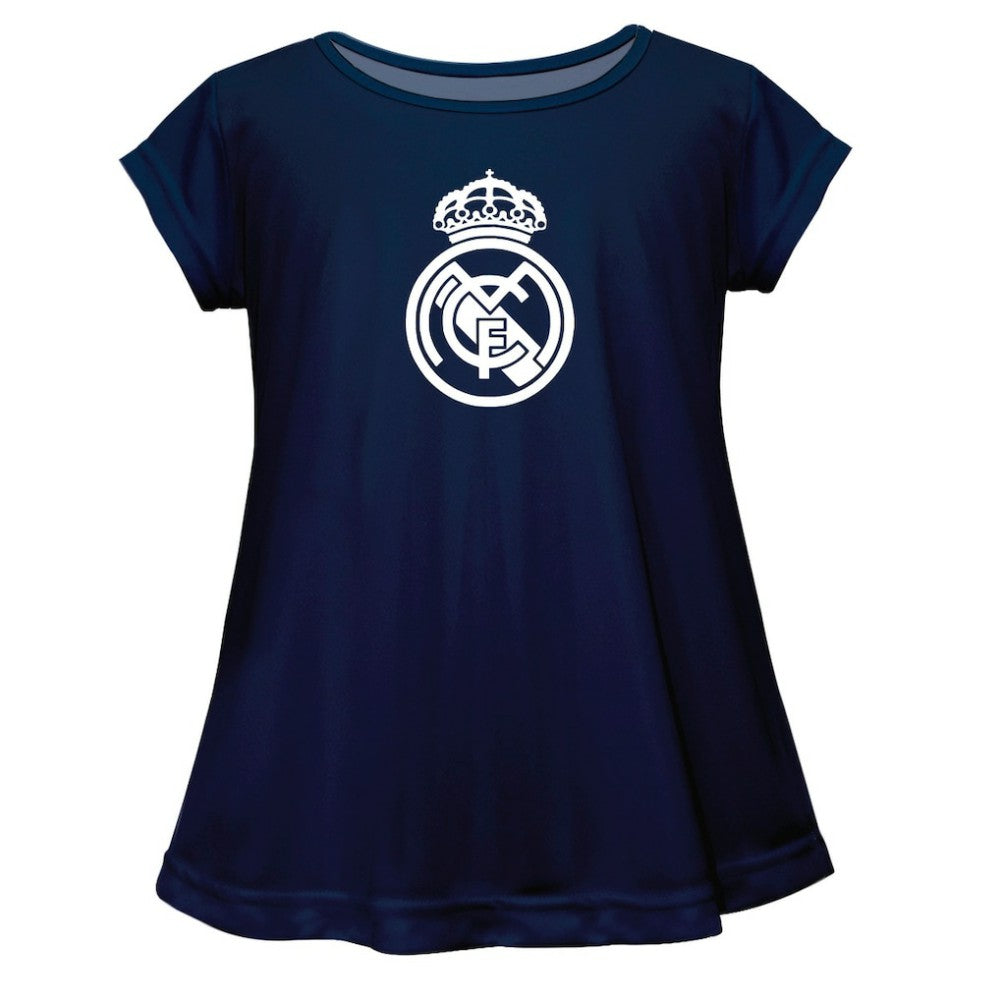 Real Madrid Vive La Fete Girls Youth Color Badge A-Line Top -  Navy