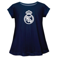 Real Madrid Vive La Fete Girls Youth Color Badge A-Line Top -  Navy