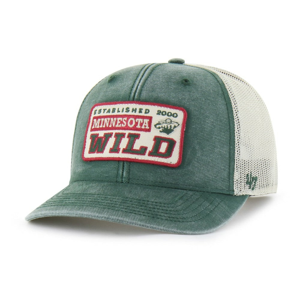 NHL Green Minnesota Wild '47 Canteen Pigment Dyed Patch Trucker Adjustable Hat