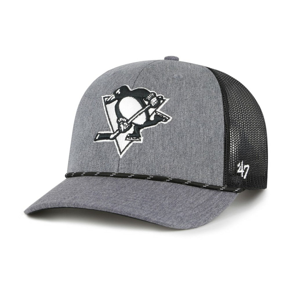 NHL Gray Pittsburgh Penguins '47 Carbon Rope Trucker Adjustable Hat