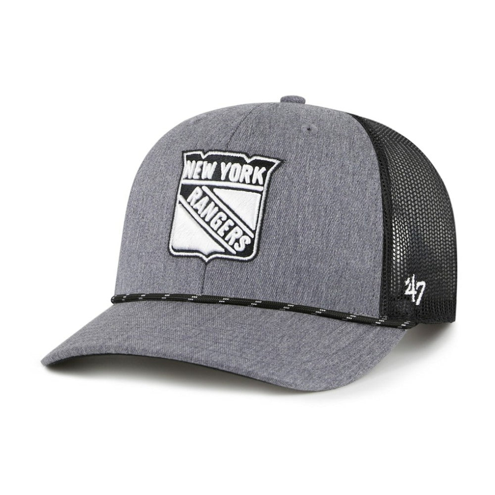 NHL Gray New York Rangers '47 Carbon Rope Trucker Adjustable Hat