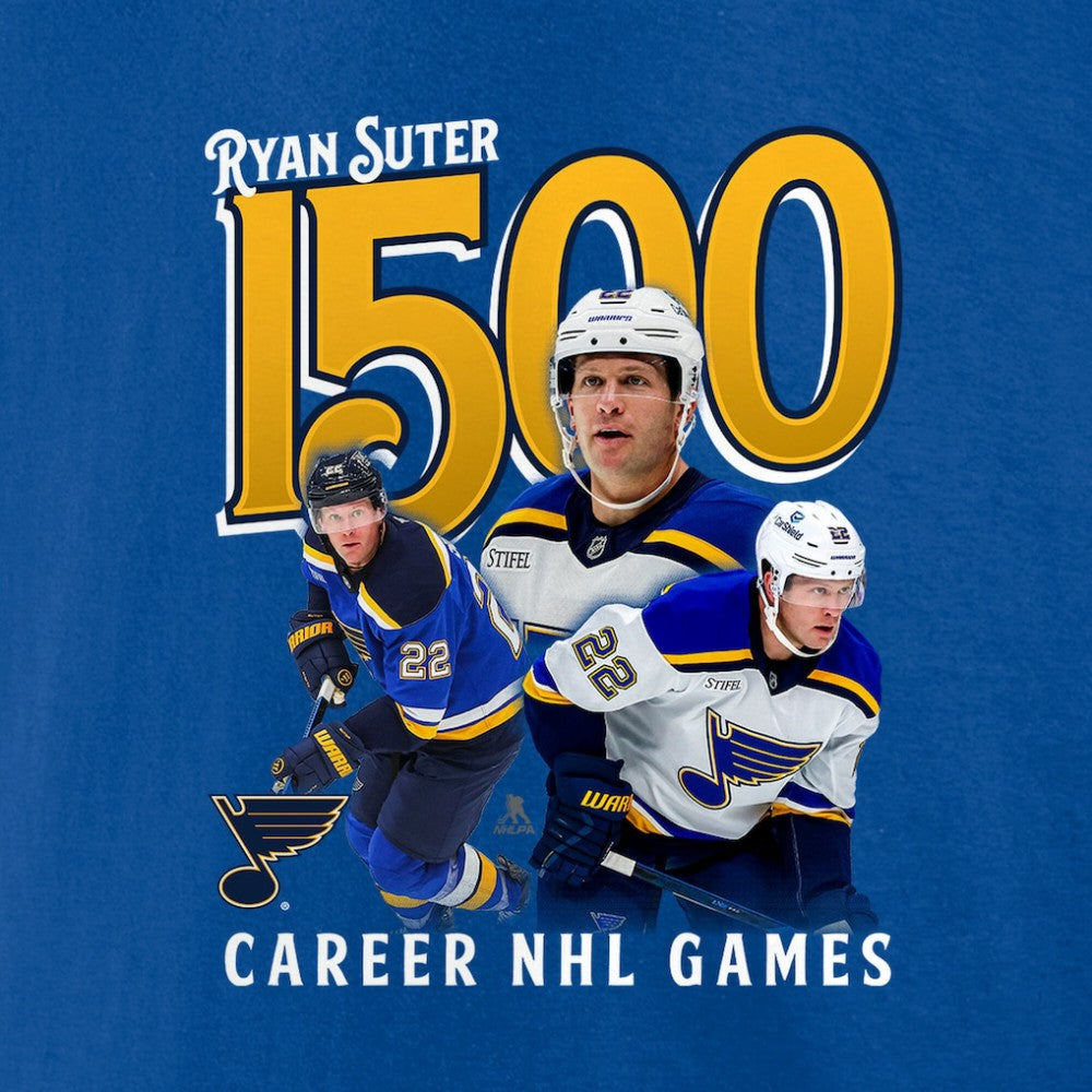 NHL Royal Ryan Suter St. Louis Blues 1500 Career NHL Games T-Shirt