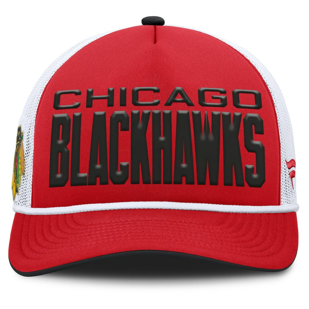 NHL Red/White Chicago Blackhawks Fanatics Centennial Foam Front Adjustable Trucker Hat