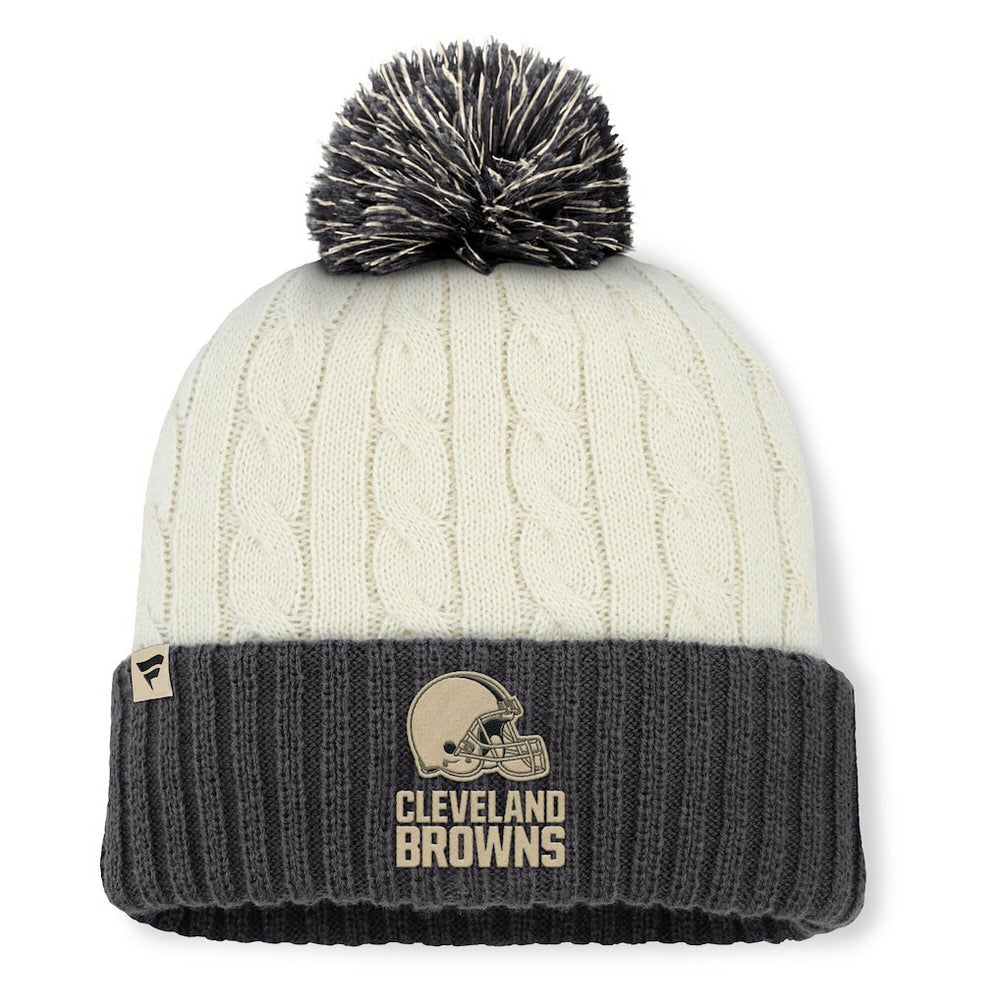 Women's Coaxial Cuffed Knit Hat with Pom - Cleveland Browns