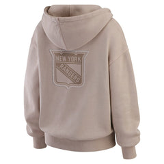 NHL Tan New York Rangers WEAR by Erin Andrews Women's Washed Pullover Crewdie