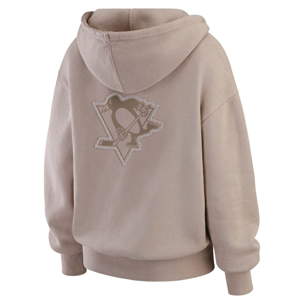 NHL Tan Pittsburgh Penguins WEAR by Erin Andrews Women's Washed Pullover Crewdie