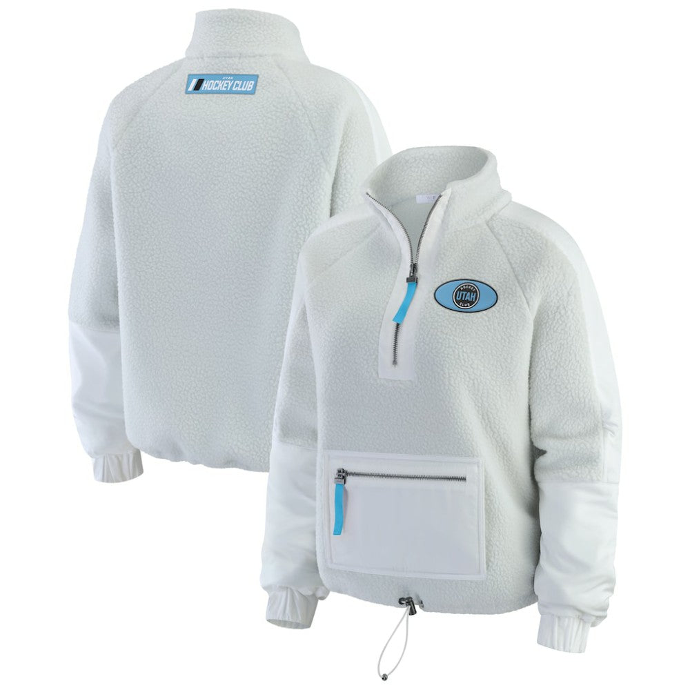 NHL Gray Utah Mammoth WEAR by Erin Andrews Women's Polar Fleece Quarter-Zip Jacket