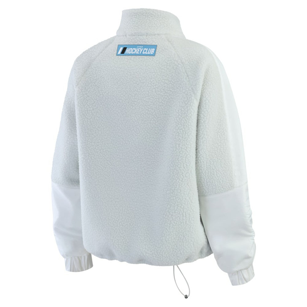 NHL Gray Utah Mammoth WEAR by Erin Andrews Women's Polar Fleece Quarter-Zip Jacket