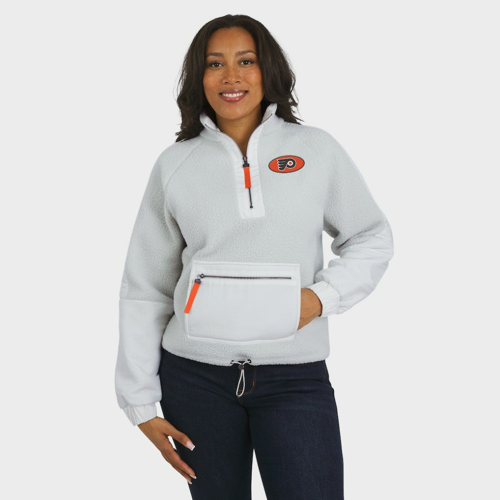 NHL Gray Philadelphia Flyers WEAR by Erin Andrews Women's Polar Fleece Quarter-Zip Jacket