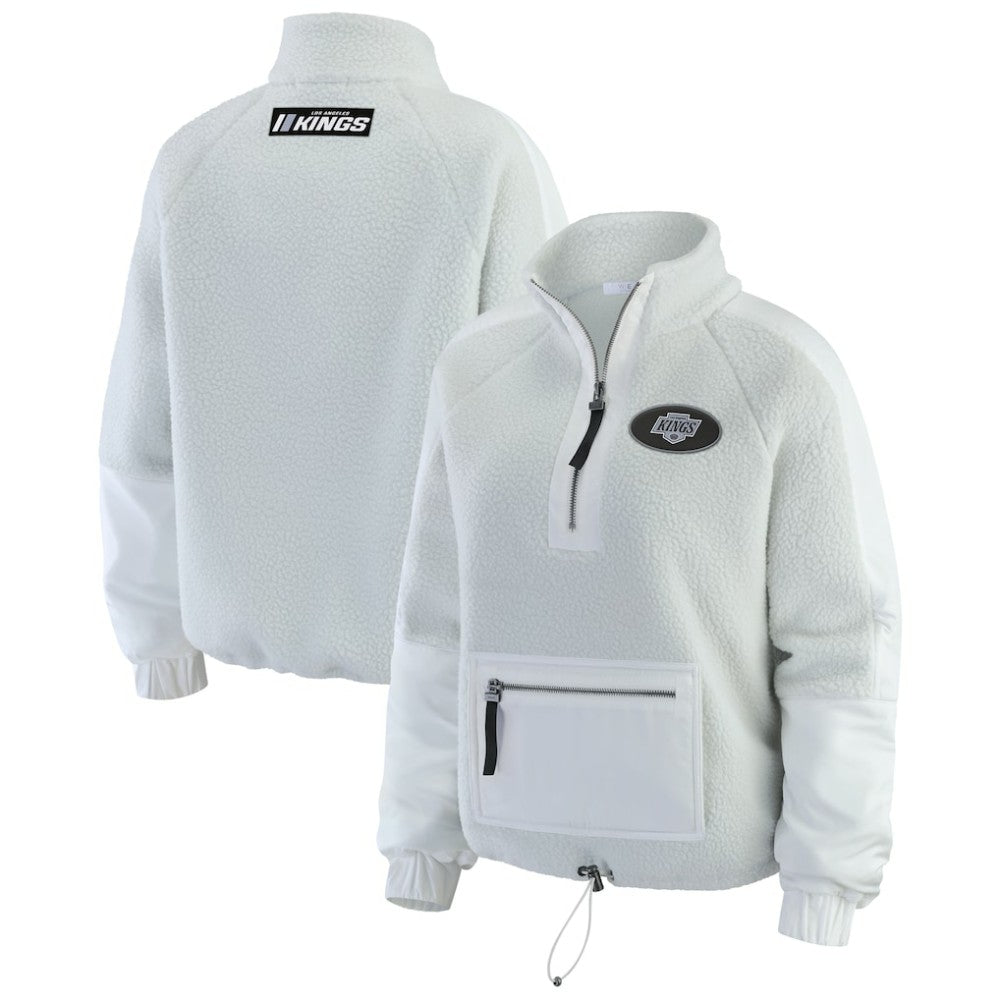 NHL Gray Los Angeles Kings WEAR by Erin Andrews Women's Polar Fleece Quarter-Zip Jacket