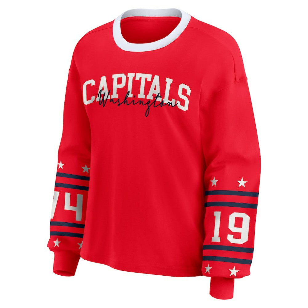 NHL Red Washington Capitals WEAR by Erin Andrews Women's Long-Sleeve Sport T-Shirt