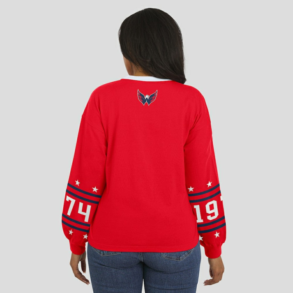 NHL Red Washington Capitals WEAR by Erin Andrews Women's Long-Sleeve Sport T-Shirt
