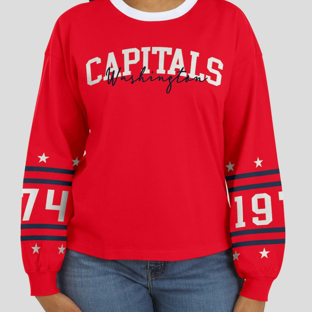 NHL Red Washington Capitals WEAR by Erin Andrews Women's Long-Sleeve Sport T-Shirt