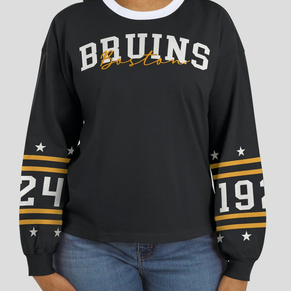 NHL Black Boston Bruins WEAR by Erin Andrews Women's Long-Sleeve Sport T-Shirt
