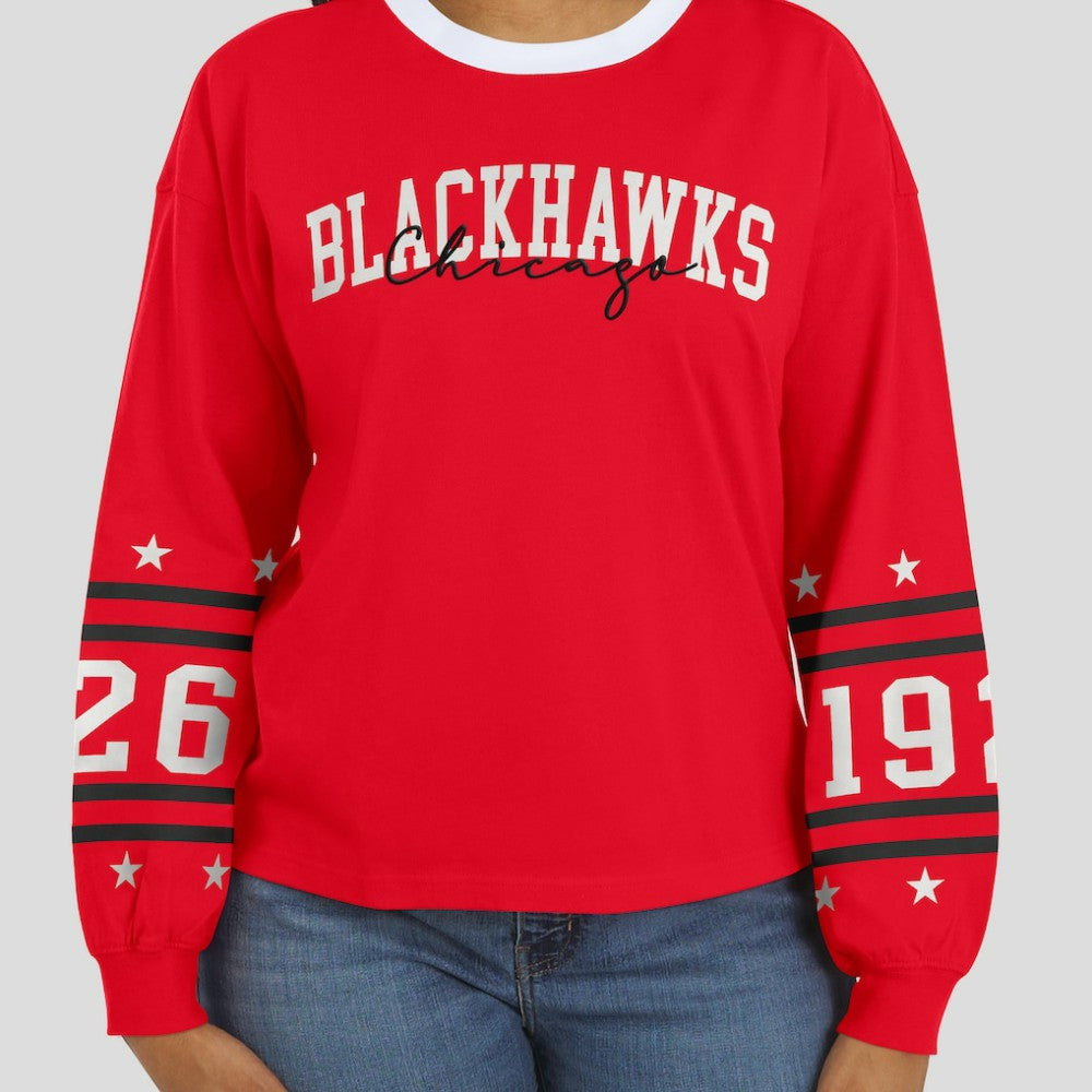 NHL Red Chicago Blackhawks WEAR by Erin Andrews Women's Long-Sleeve Sport T-Shirt
