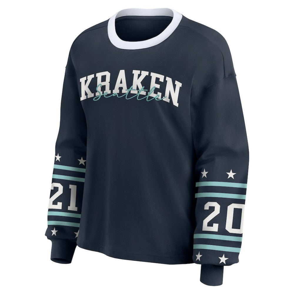 NHL Deep Sea Blue Seattle Kraken WEAR by Erin Andrews Women's Long-Sleeve Sport T-Shirt