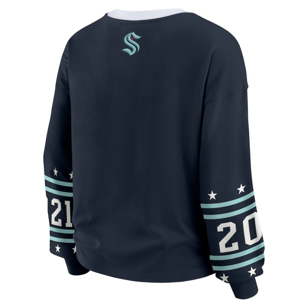 NHL Deep Sea Blue Seattle Kraken WEAR by Erin Andrews Women's Long-Sleeve Sport T-Shirt