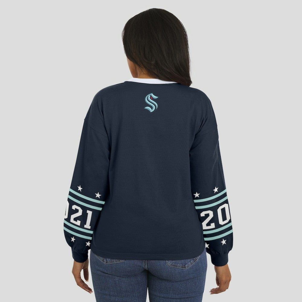 NHL Deep Sea Blue Seattle Kraken WEAR by Erin Andrews Women's Long-Sleeve Sport T-Shirt