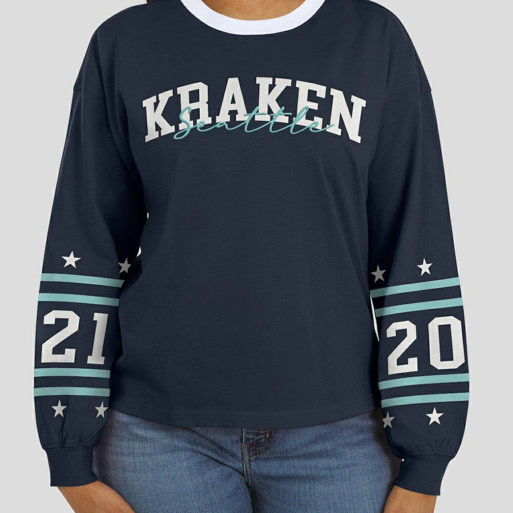 NHL Deep Sea Blue Seattle Kraken WEAR by Erin Andrews Women's Long-Sleeve Sport T-Shirt