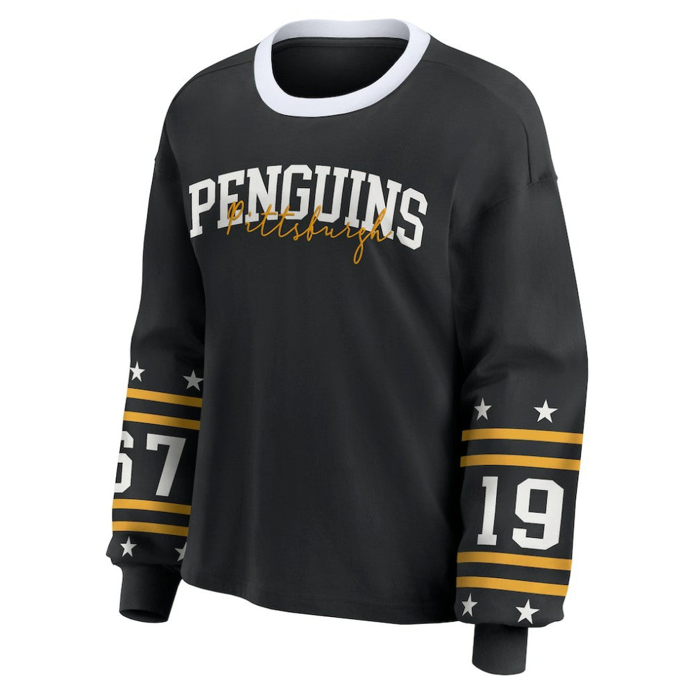 NHL Black Pittsburgh Penguins WEAR by Erin Andrews Women's Long-Sleeve Sport T-Shirt