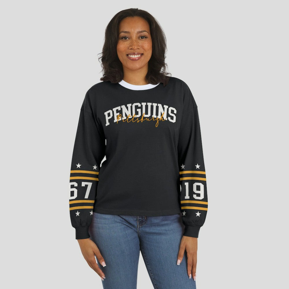 NHL Black Pittsburgh Penguins WEAR by Erin Andrews Women's Long-Sleeve Sport T-Shirt