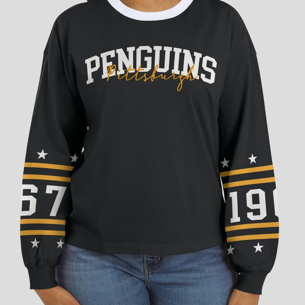 NHL Black Pittsburgh Penguins WEAR by Erin Andrews Women's Long-Sleeve Sport T-Shirt