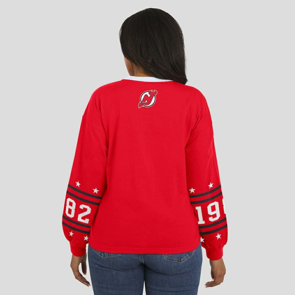 NHL Red New Jersey Devils WEAR by Erin Andrews Women's Long-Sleeve Sport T-Shirt