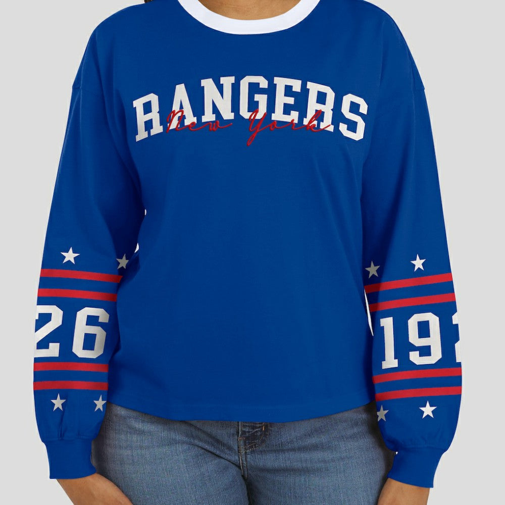 NHL Blue New York Rangers WEAR by Erin Andrews Women's Long-Sleeve Sport T-Shirt