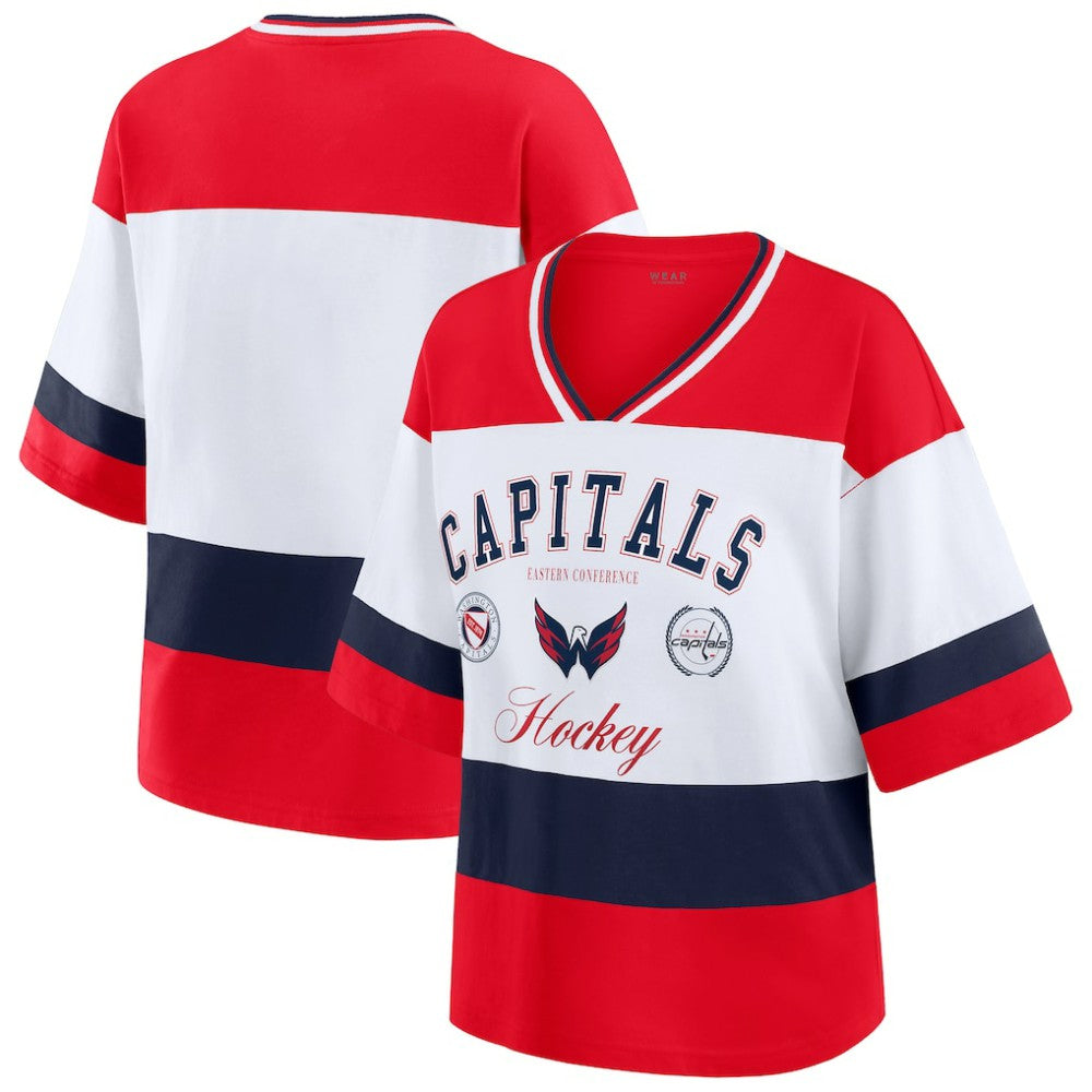 NHL Red/White Washington Capitals WEAR by Erin Andrews Women's Jersey Style Tee