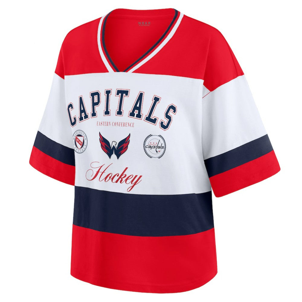 NHL Red/White Washington Capitals WEAR by Erin Andrews Women's Jersey Style Tee
