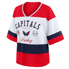 NHL Red/White Washington Capitals WEAR by Erin Andrews Women's Jersey Style Tee