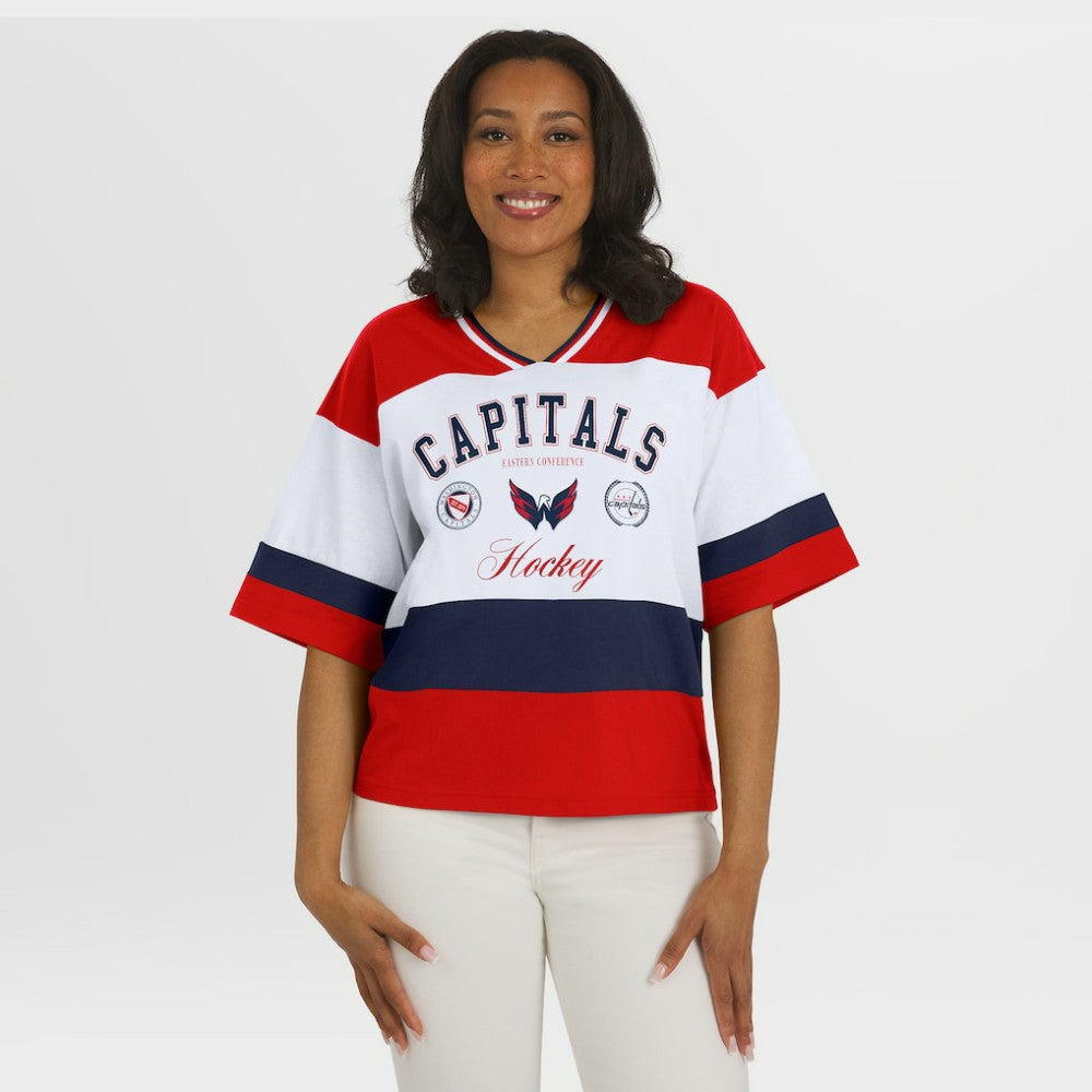 NHL Red/White Washington Capitals WEAR by Erin Andrews Women's Jersey Style Tee