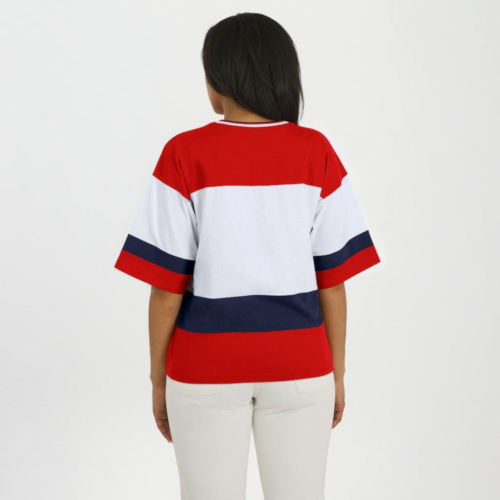 NHL Red/White Washington Capitals WEAR by Erin Andrews Women's Jersey Style Tee