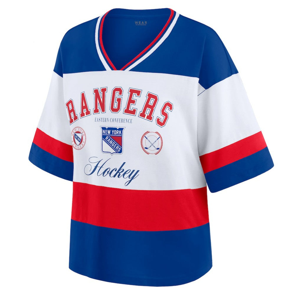 NHL Blue/White New York Rangers WEAR by Erin Andrews Women's Jersey Style Tee