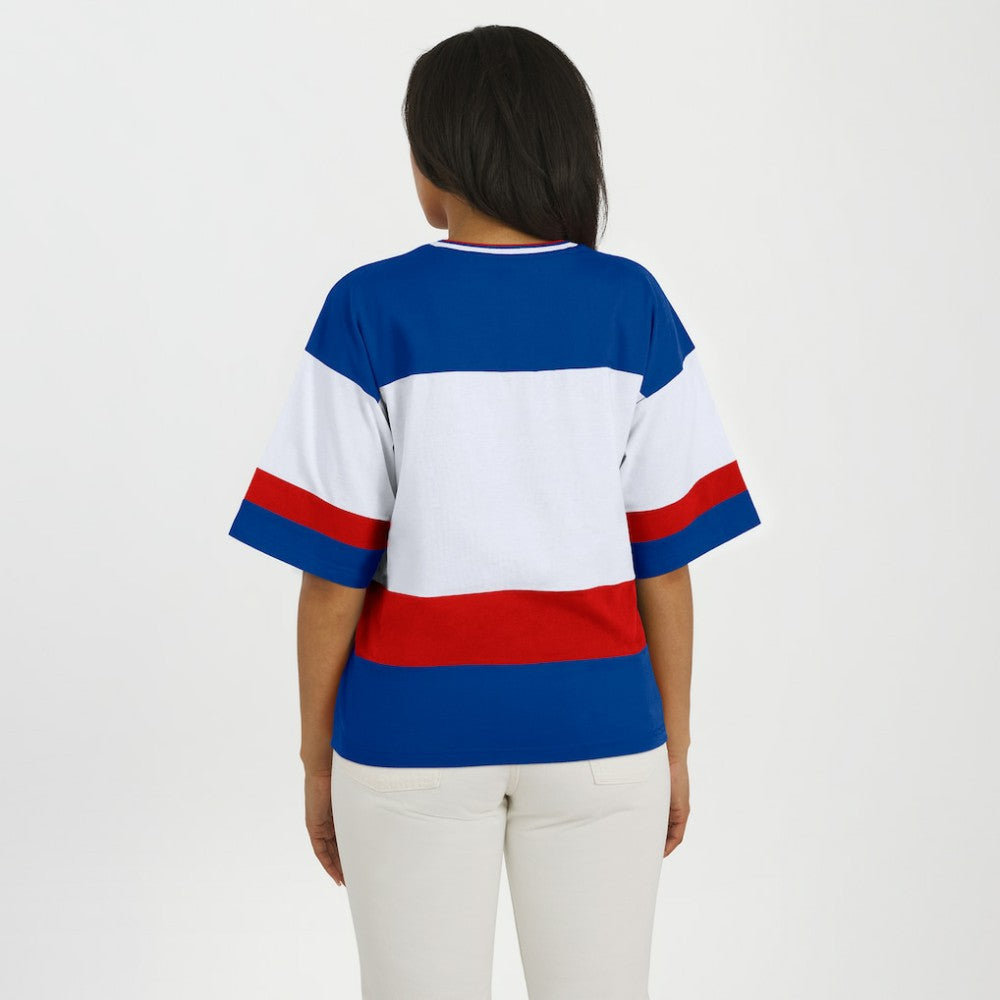 NHL Blue/White New York Rangers WEAR by Erin Andrews Women's Jersey Style Tee