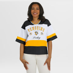 NHL Black/White Pittsburgh Penguins WEAR by Erin Andrews Women's Jersey Style Tee