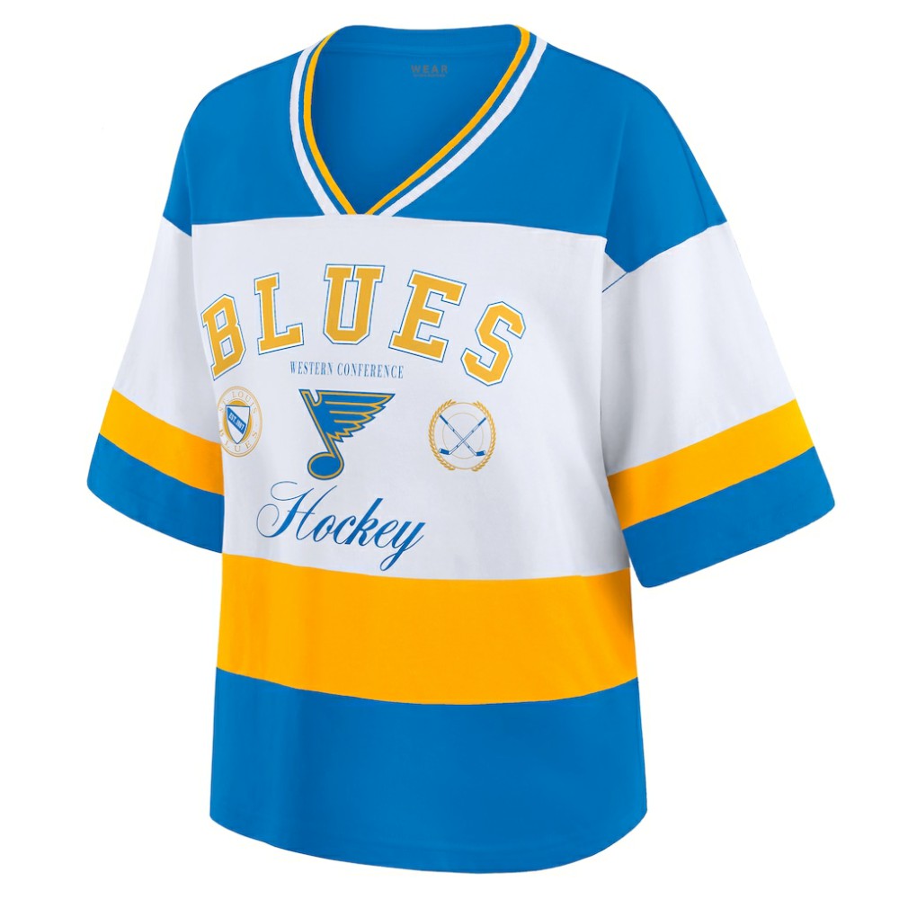 NHL Blue/White St. Louis Blues WEAR by Erin Andrews Women's Jersey Style Tee