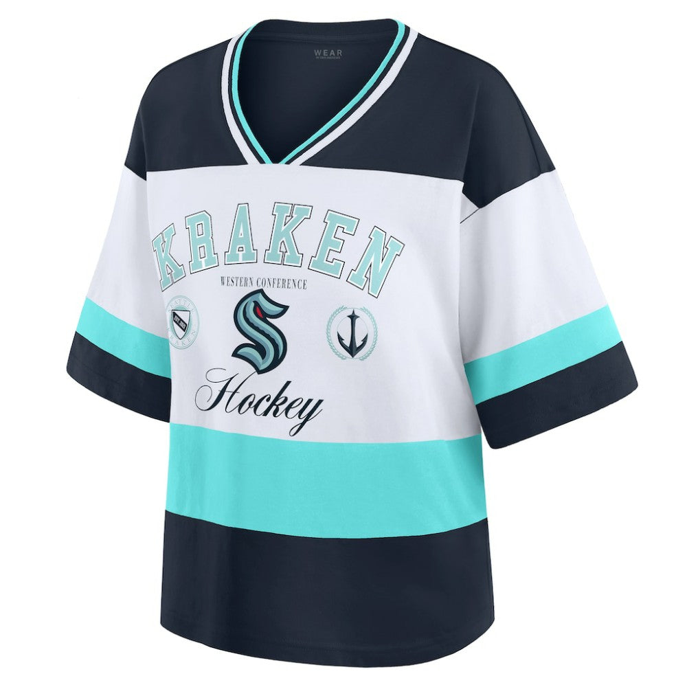 NHL Black/White Seattle Kraken WEAR by Erin Andrews Women's Jersey Style Tee